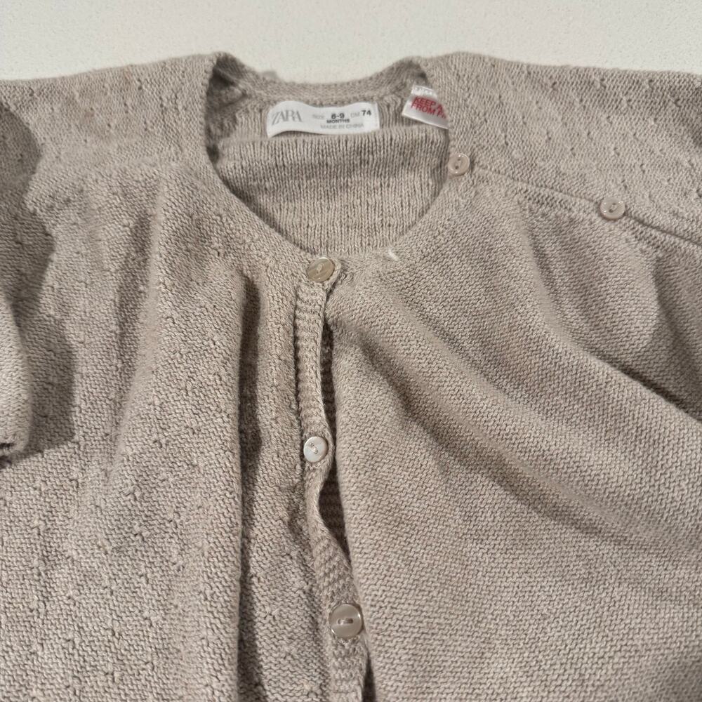 Zara Baby Girl 6-9M Button Up Beige Cardigan - Picture 2 of 5